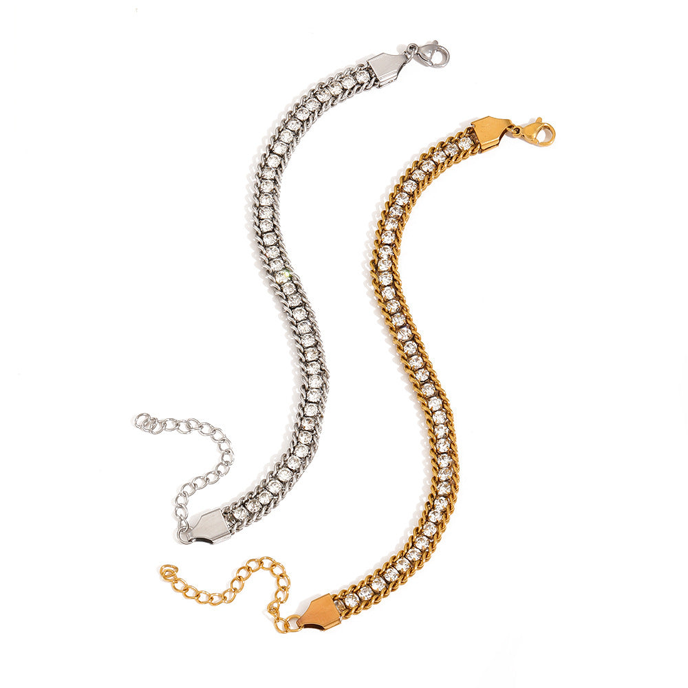 Cross-border explosion light luxury style full diamond zircon titanium steel bracelet women's versatile fashion temperament high-end stainless steel bracelet