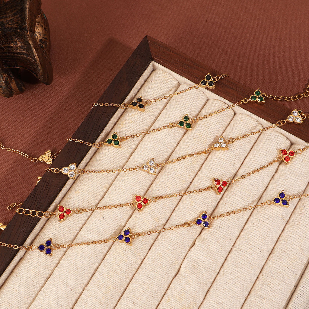 Cross-border new stainless steel three-diamond bracelet light luxury versatile Mori women's explosive bracelet simple hand jewelry wholesale