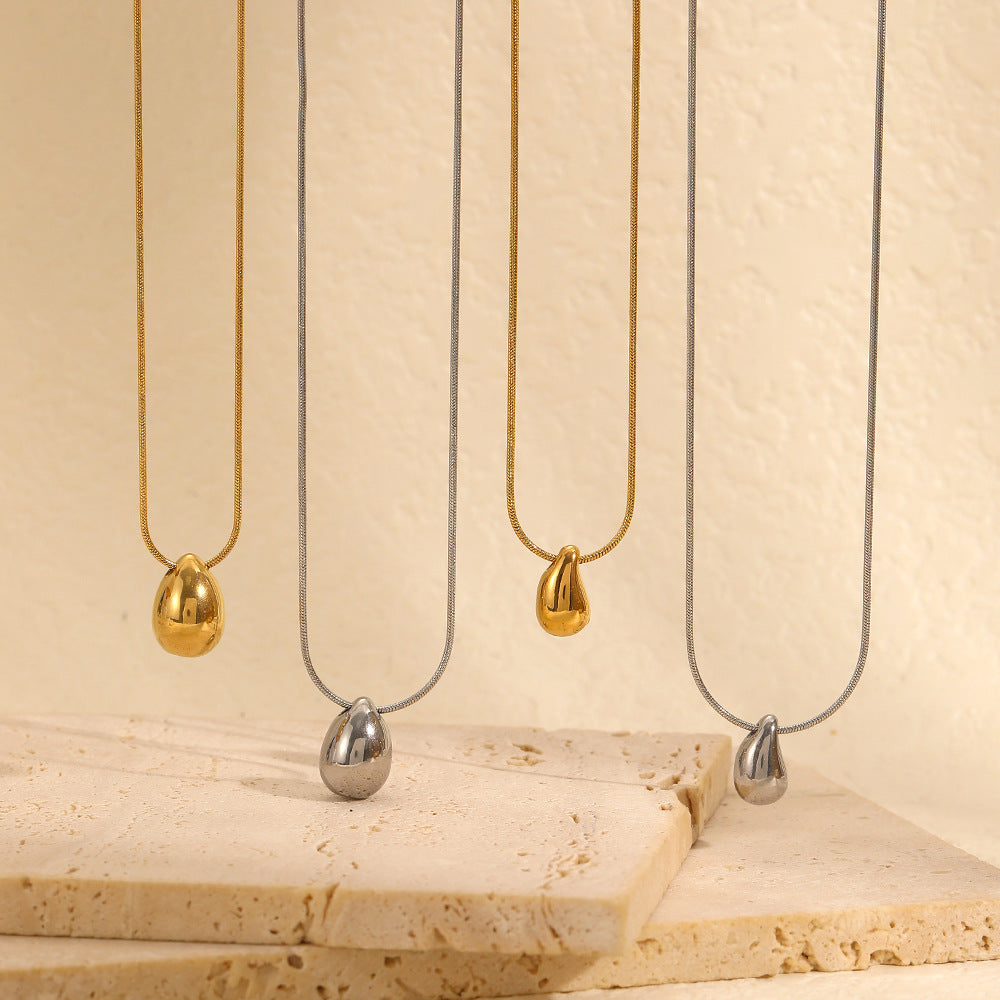 Cross-border European and American 18k gold water drop necklace, titanium steel does not fade, fashionable and simple versatile stainless steel collarbone chain necklace
