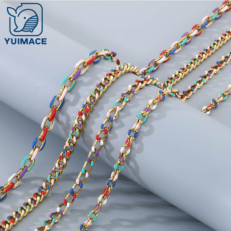 Cross-border Versatile Stainless Steel Oil Drip Cuban Chain Necklace Fashion Versatile Titanium Steel Unisex Titanium Steel Jewelry Accessories