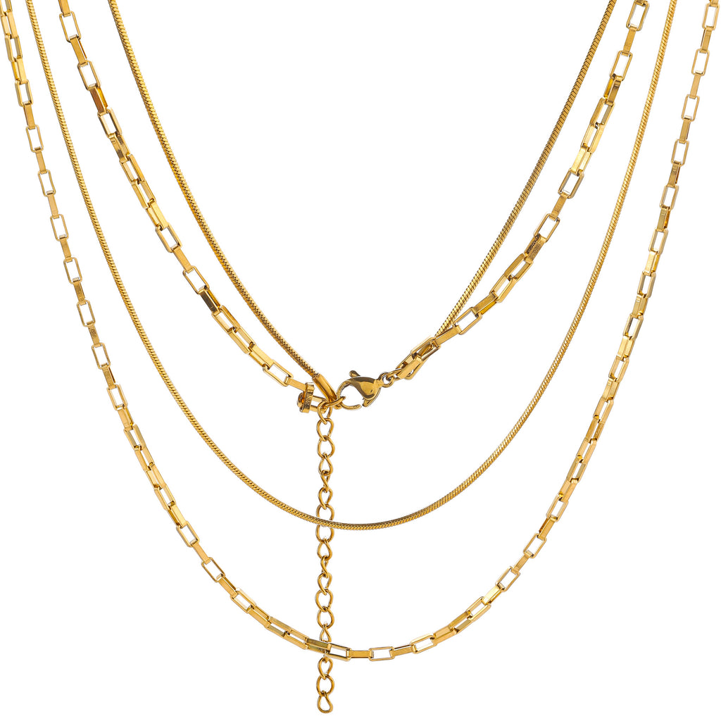 European and American cross-border stainless steel double necklace square snake chain long box chain women's niche design 18K titanium steel necklace