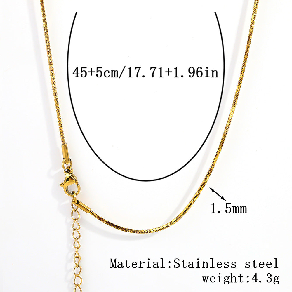 Cross-border women's stainless steel necklace, 18K real gold snake bone chain plain chain fashion collarbone chain versatile titanium steel necklace