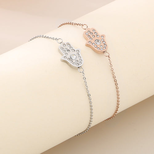 Crystal Hamsa & Star Charm Bracelet