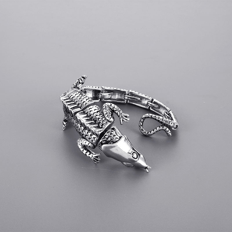 316L stainless steel personalized design jewelry, retro exaggerated centipede crocodile lizard men's titanium steel casting bracelet