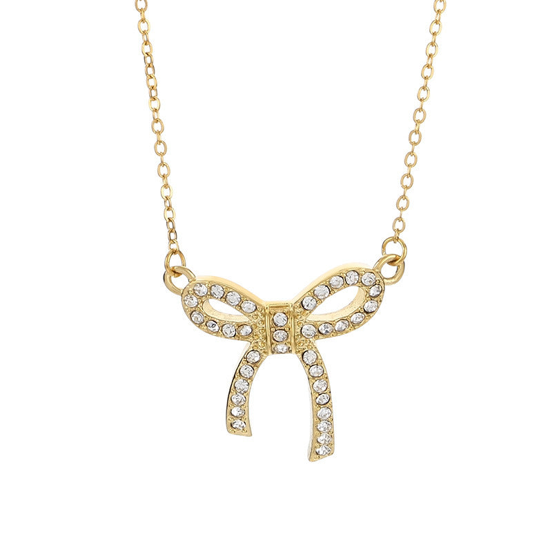 Crystal Bow Pendant Necklace