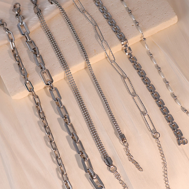 European and American ins high-end bracelet stainless steel 18k gold-plated versatile bracelet niche women's simple jewelry wholesale