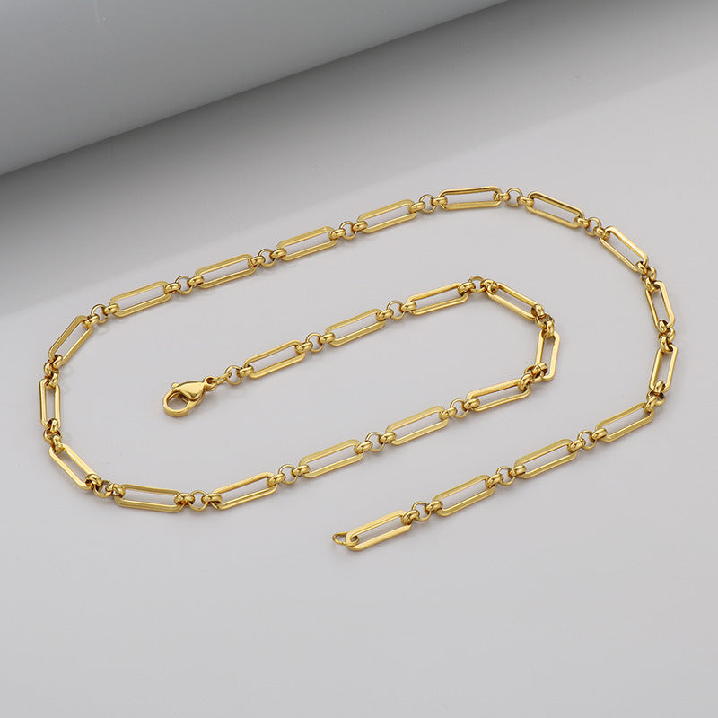 Elongated Rectangle Link Chain Necklace