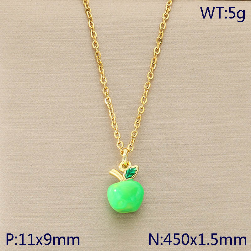 Mini Enamel Fruit Charm Gold Necklace
