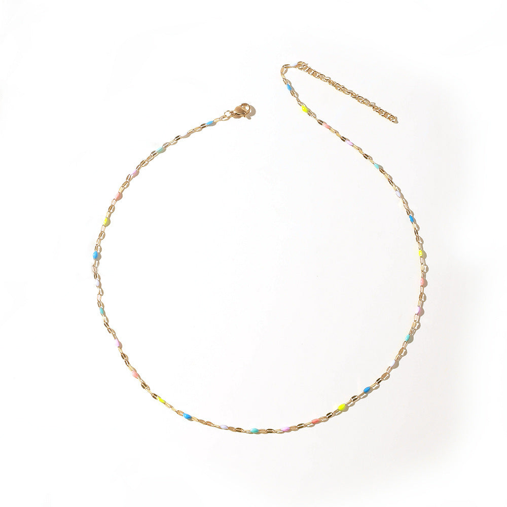 Cross-border hot-selling stainless steel lip dripping necklace, vacuum electroplating cross chain, titanium steel necklace jewelry chain