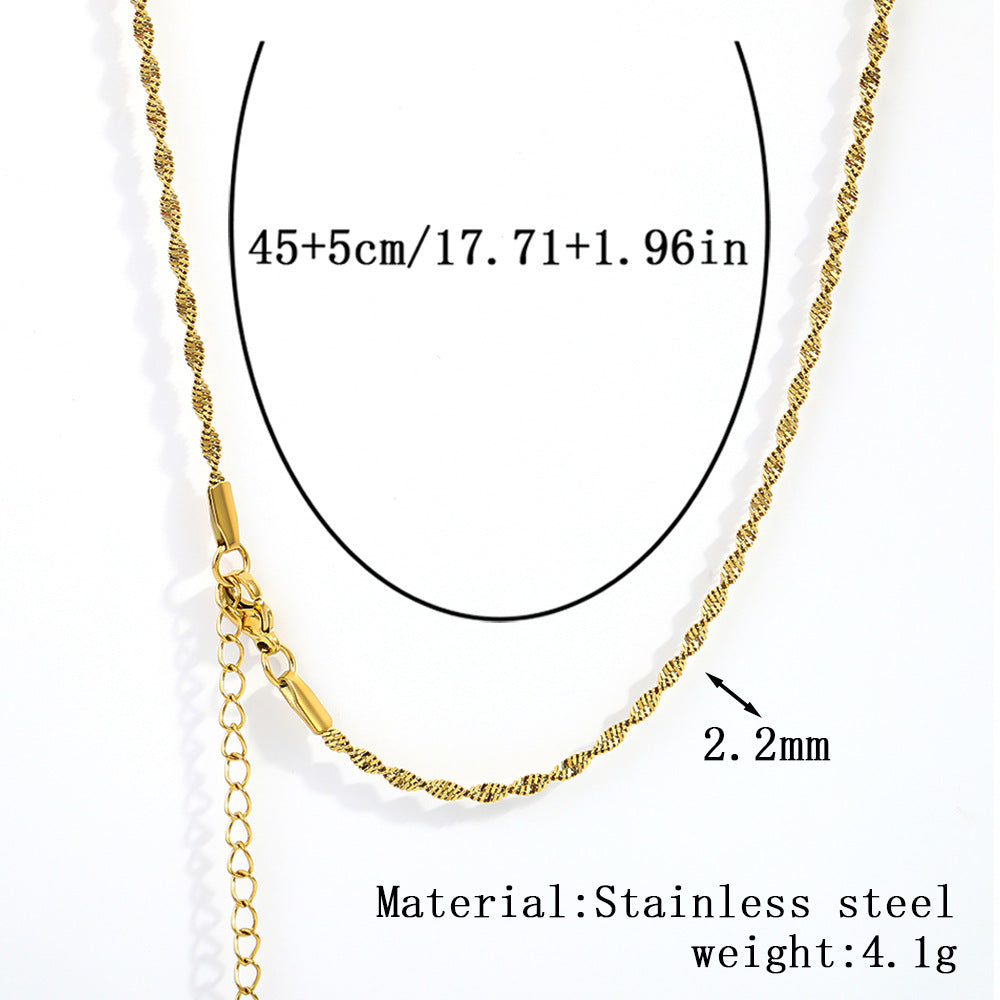 Cross-border stainless steel necklace, 18K real gold-plated snake bone chain fashion collarbone chain plain chain versatile women's titanium steel necklace