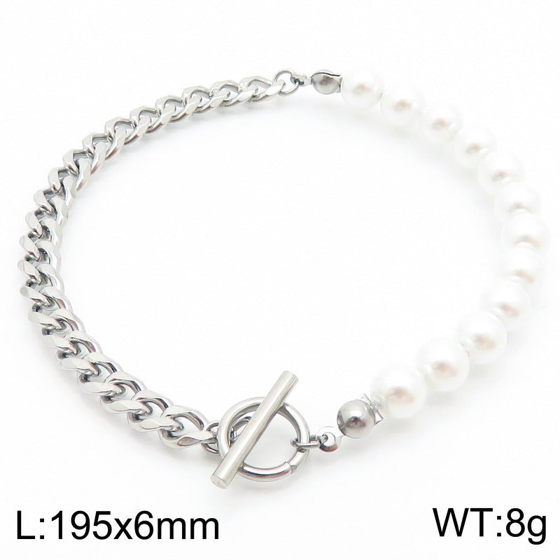 Pearl & Chain Toggle Necklace and Bracelet Set