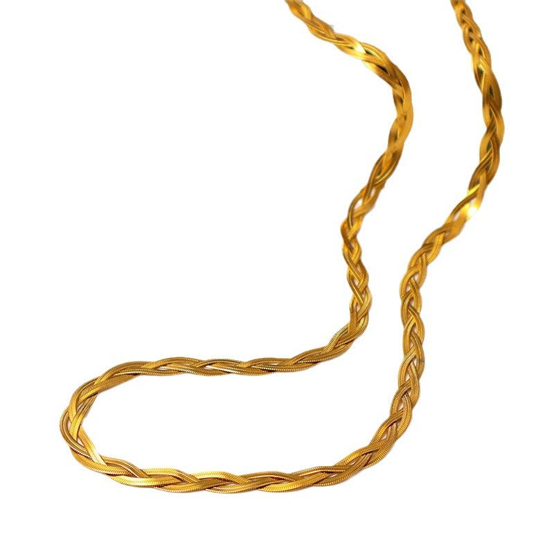 Amazon European and American Simple Vintage Men's and Women's Blade Chains Stainless Steel Twist Flat Snake Bone Chains Necklaces Bracelets Wholesale