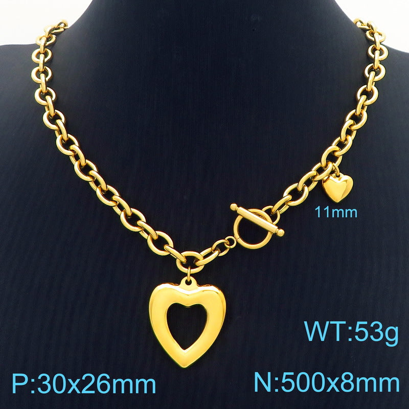 Open Heart Chain Necklace & Bracelet Set