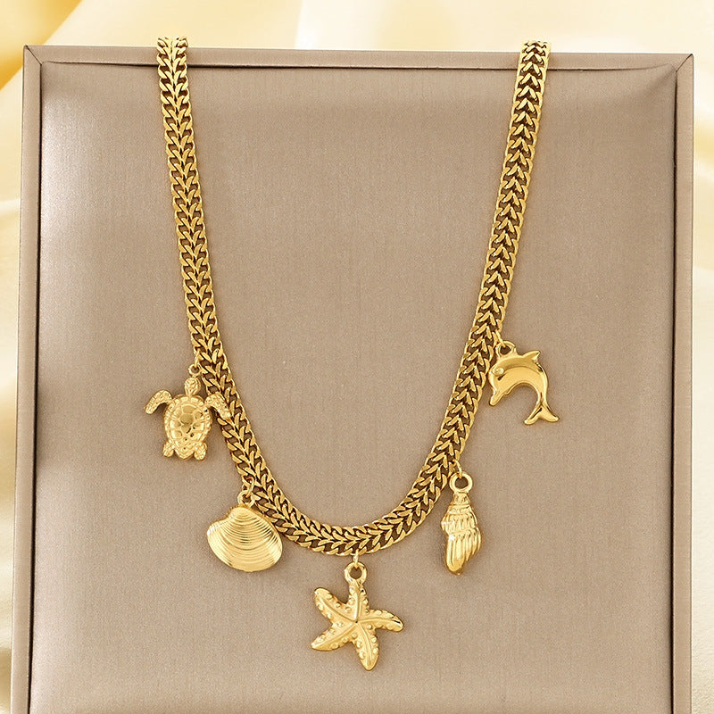 Ocean Charm Layered Gold Necklace