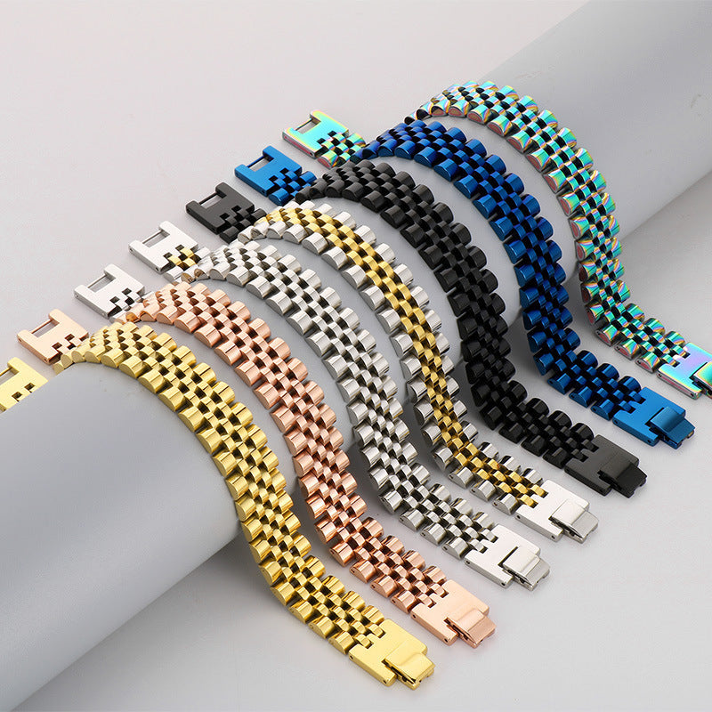 ins simple strap chain curved brand couple strap titanium steel bracelet trend vacuum plated stainless steel unisex