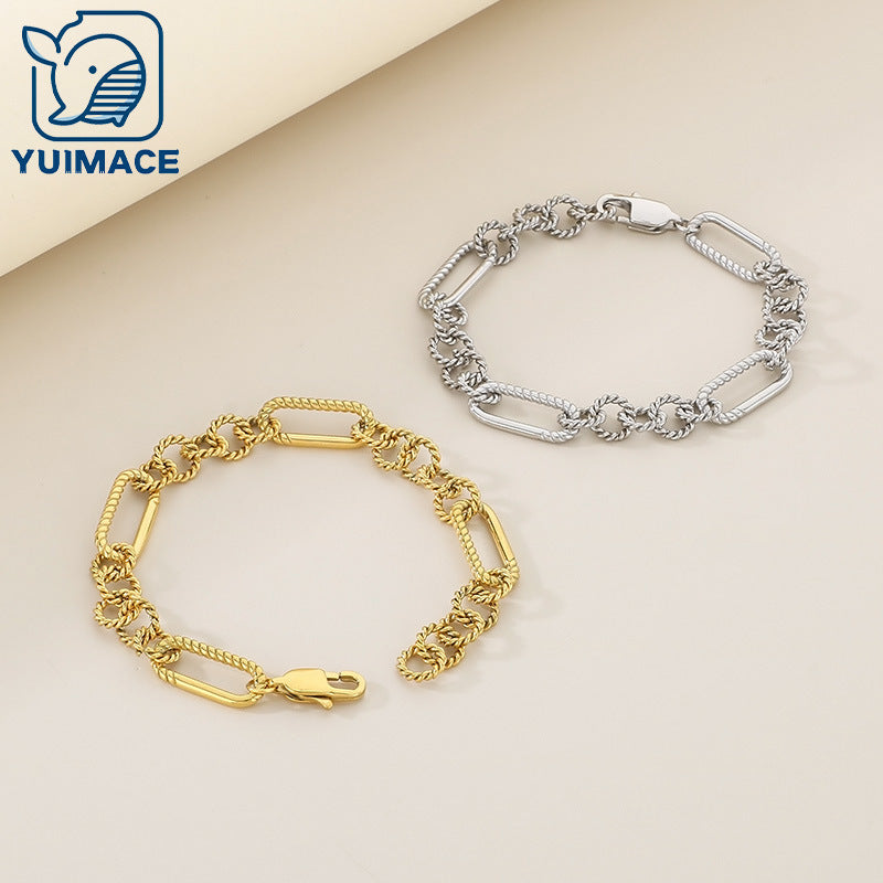 New fashion versatile trendy cool personalized jewelry geometric return chain twist splicing design stainless steel bracelet