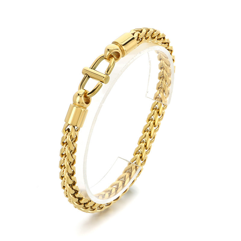 Simple trend personalized stainless steel keel chain Japanese buckle bracelet titanium steel unisex bracelet spot accessories