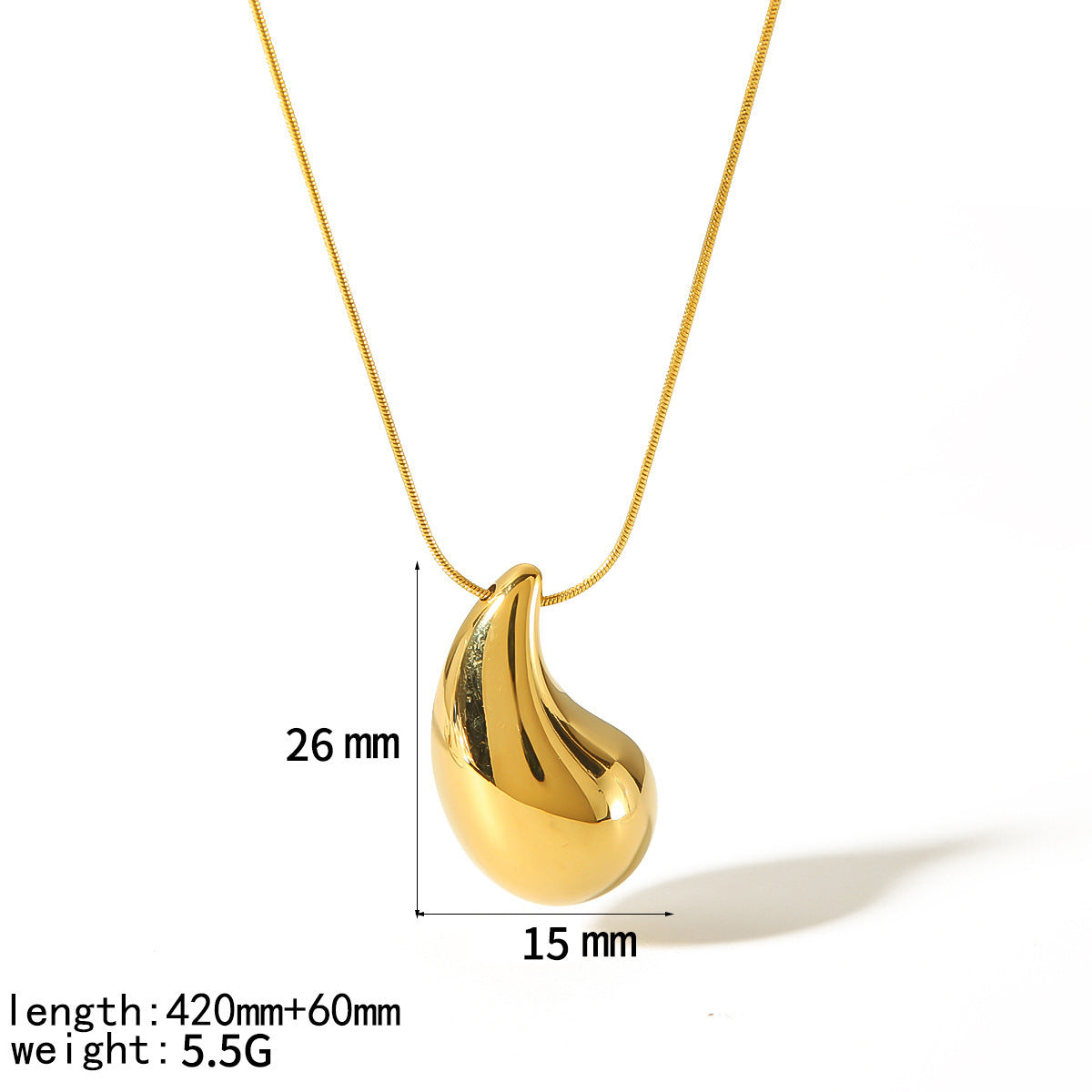 Cross-border European and American 18k gold water drop necklace, titanium steel does not fade, fashionable and simple versatile stainless steel collarbone chain necklace