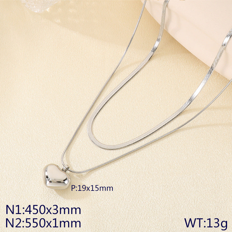 Minimal Heart Snake Chain Necklace