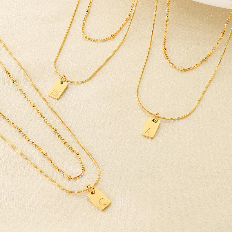 Gold Initial Tag Necklace