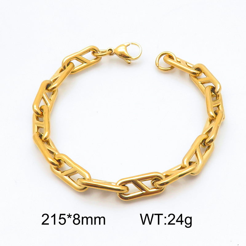 Korean version ins simple stainless steel Japanese chain bracelet trend titanium steel chain 8-shaped jewelry bracelet wholesale