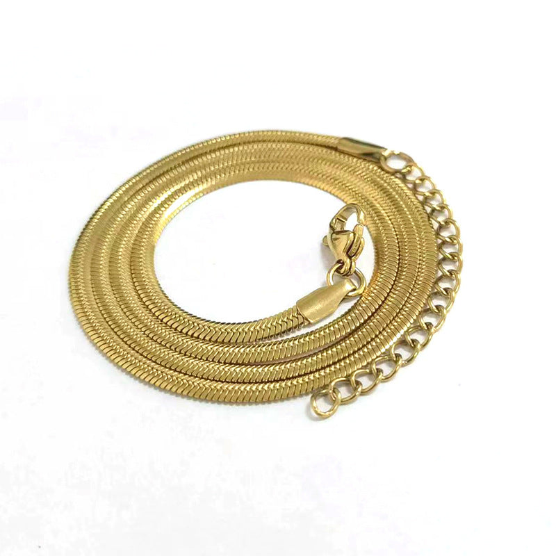 Cross-border hot-selling stainless steel push-tight snake chain necklace simple hip-hop personality collarbone necklace stainless steel snake bone chain