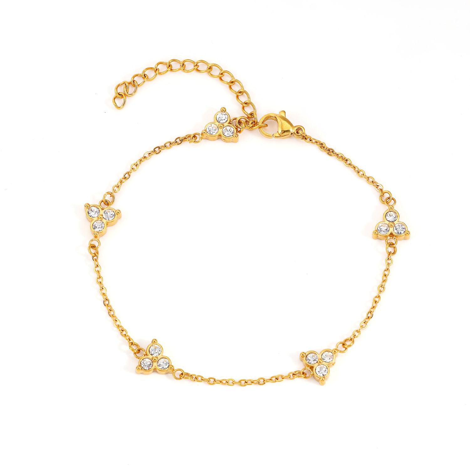 Cross-border new stainless steel three-diamond bracelet light luxury versatile Mori women's explosive bracelet simple hand jewelry wholesale