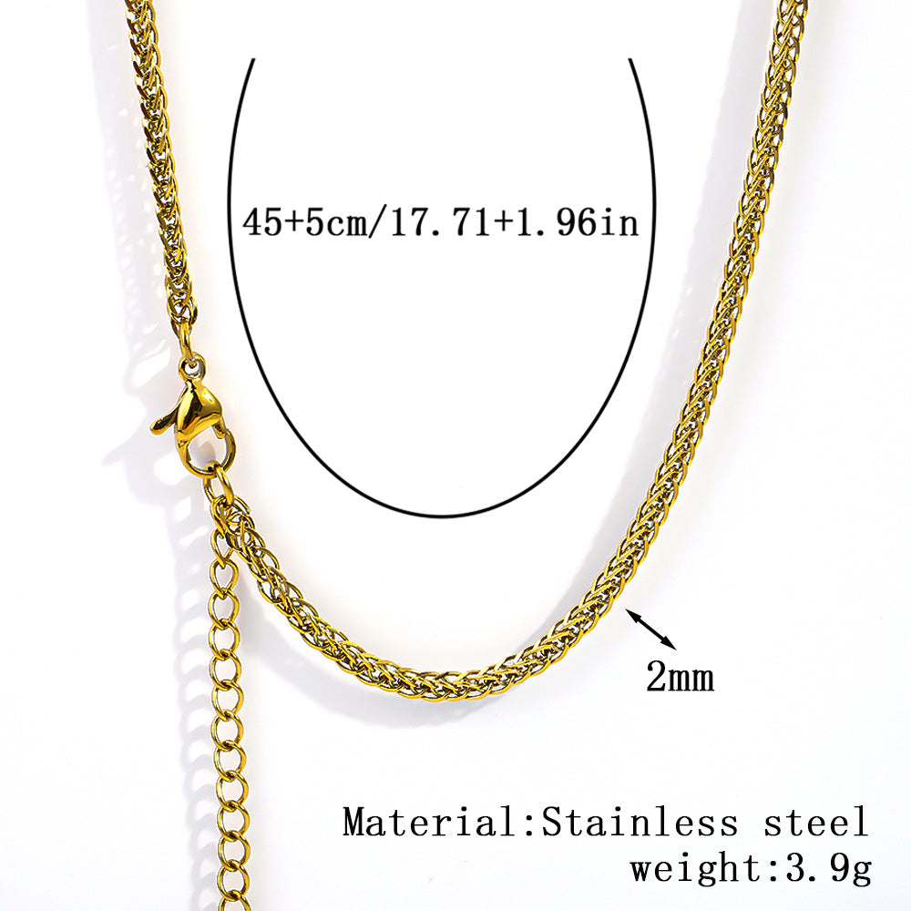 Cross-border women's stainless steel necklace, 18K real gold snake bone chain plain chain fashion collarbone chain versatile titanium steel necklace