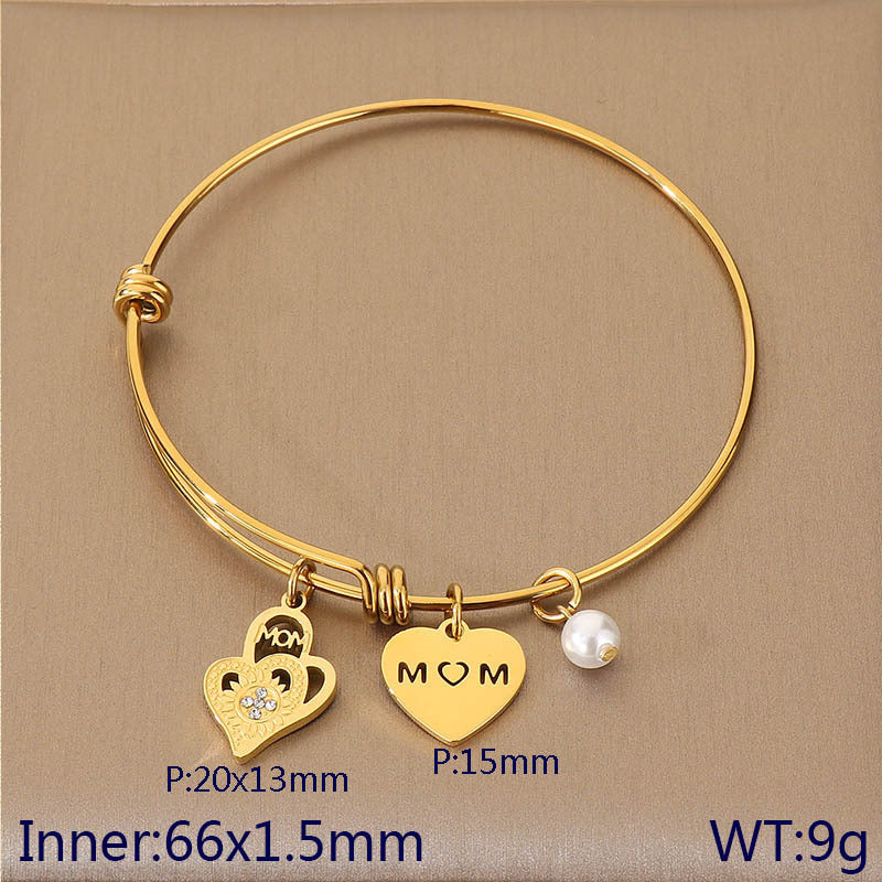 European and American cross-border family hand jewelry love retractable bracelet fashion creative stainless steel MOM Mother's Day gift