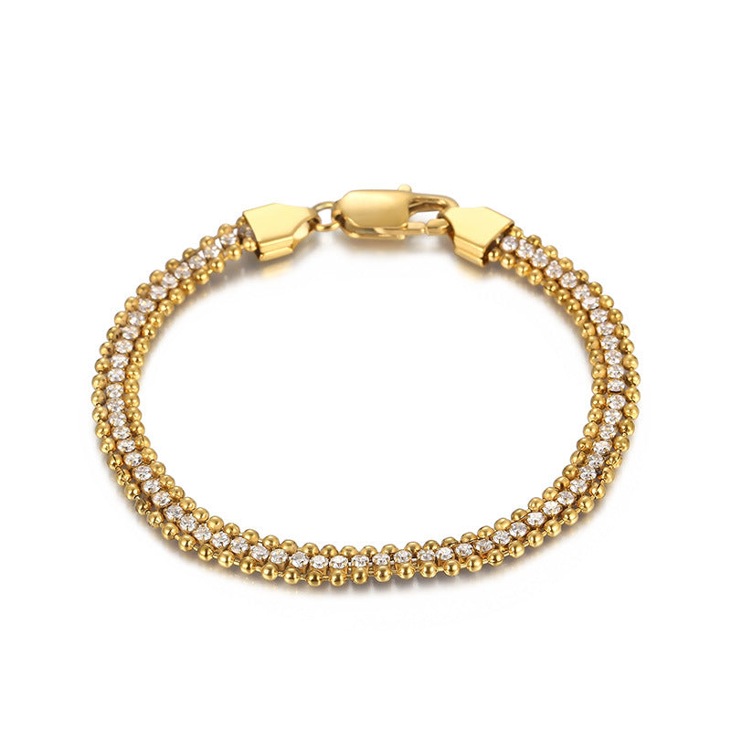 Gold Double-Row Crystal Necklace & Bracelet Set
