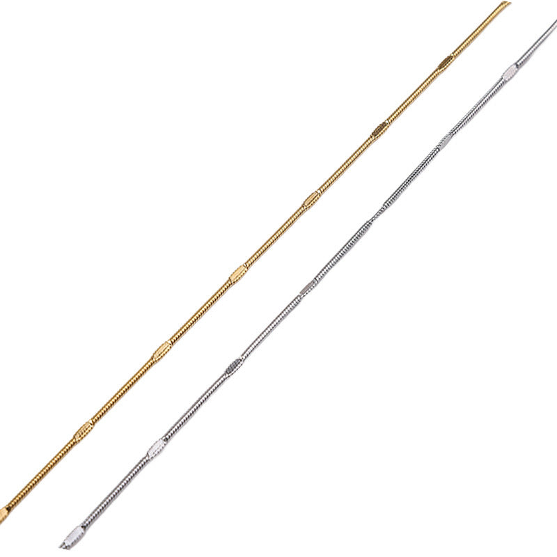 Cross-border hot sale stainless steel round snake embossed chain 18K real gold electroplated titanium steel necklace fashion snake bone chain female plain chain