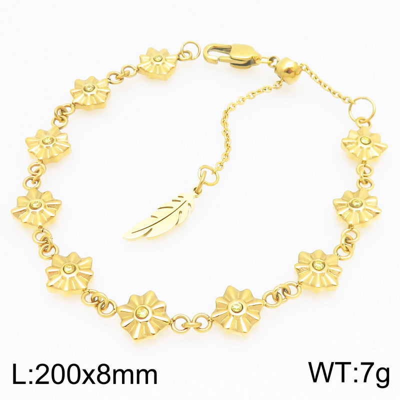 New simple design stainless steel twelve-color four-pointed star bracelet simple and high-end birthstone accessory accessories