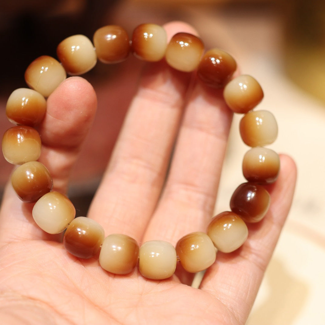 海南白玉菩提单圈8*10mm手链 情侣款佛珠手串手饰品