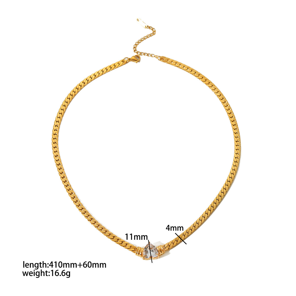 European and American ins love color zircon necklace 18K gold stainless steel simple light luxury bracelet high-end sense jewelry set