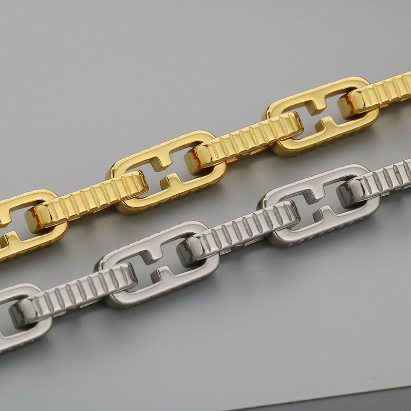 Fashion non-fading titanium steel stainless steel splicing Japanese character chain bracelet versatile trend titanium steel jewelry chain accessories