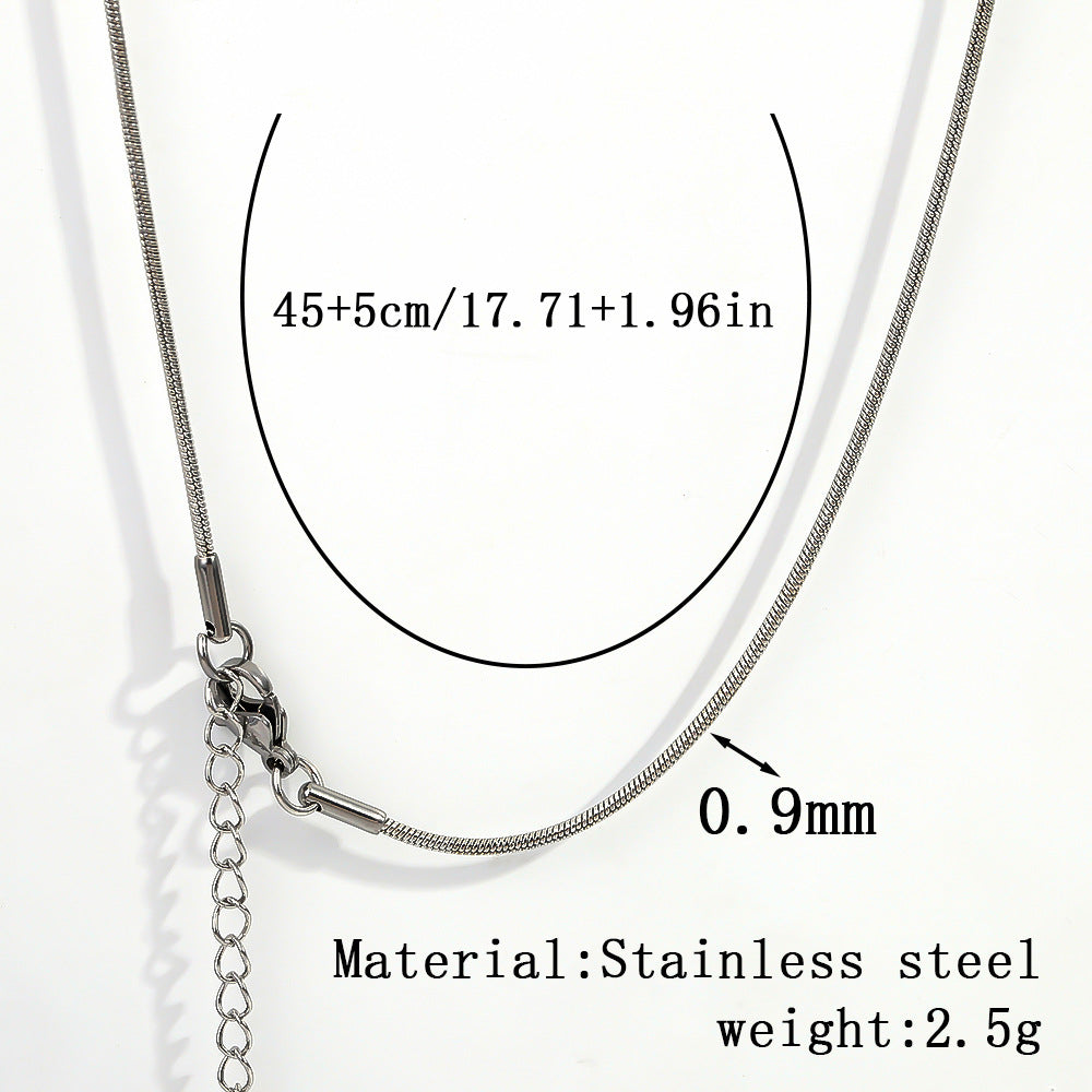 Cross-border stainless steel necklace, 18K real gold-plated snake bone chain fashion collarbone chain plain chain versatile women's titanium steel necklace