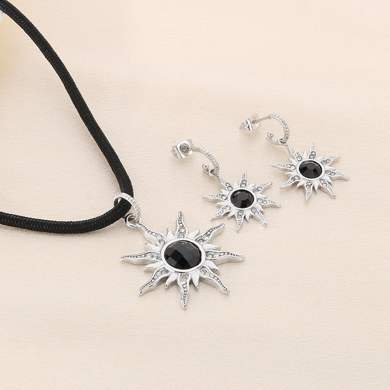 Sun Pendant Necklace & Earring Set