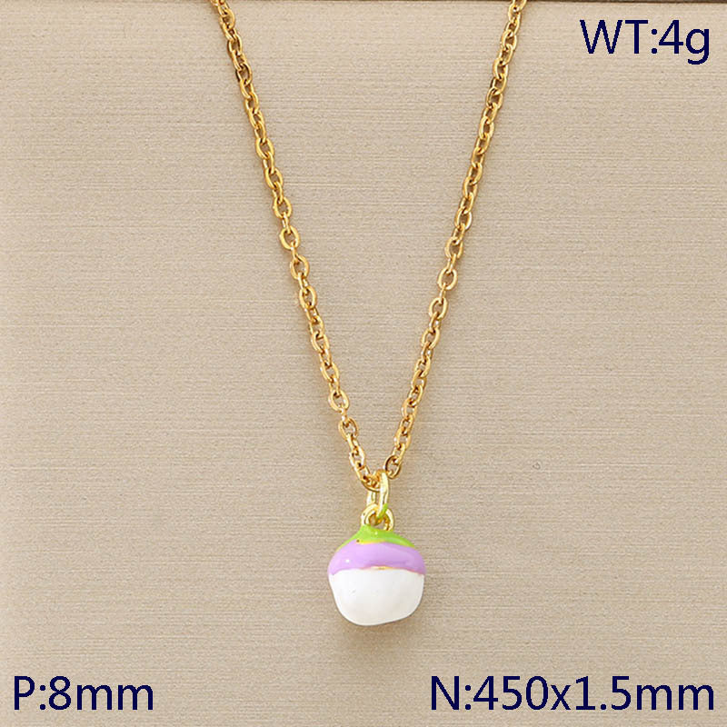 Mini Enamel Fruit Charm Gold Necklace