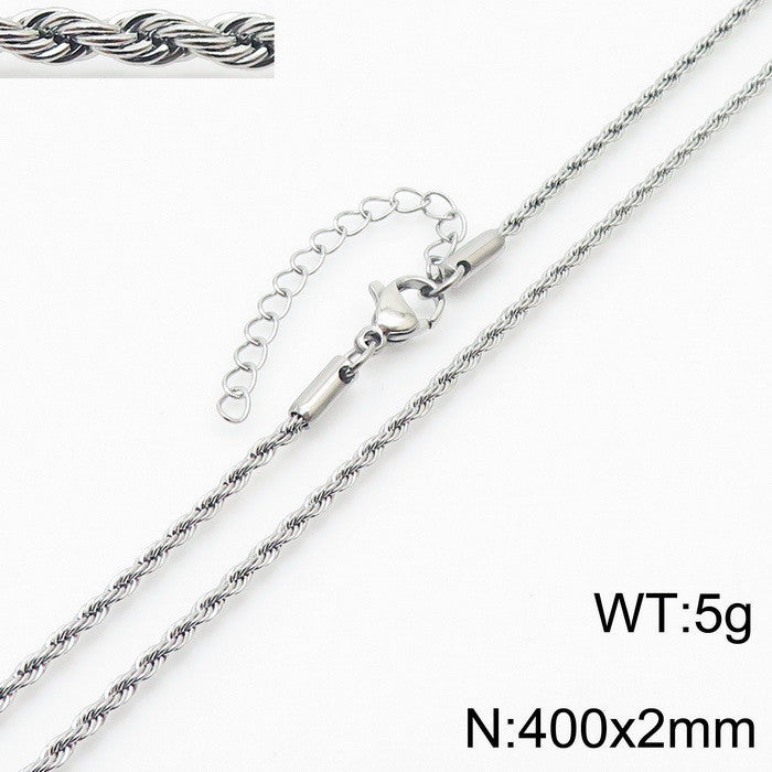 Electroplated 18K Gold Classic Twist Chain Stainless Steel 2/3/4/5mm Twist Rope Twist Chain Bracelet Spot Jewelry