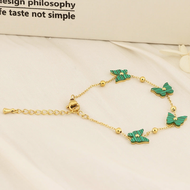 Cross-border new flower butterfly titanium steel bracelet women's ins fashion simple bracelet forest versatile bracelet jewelry women