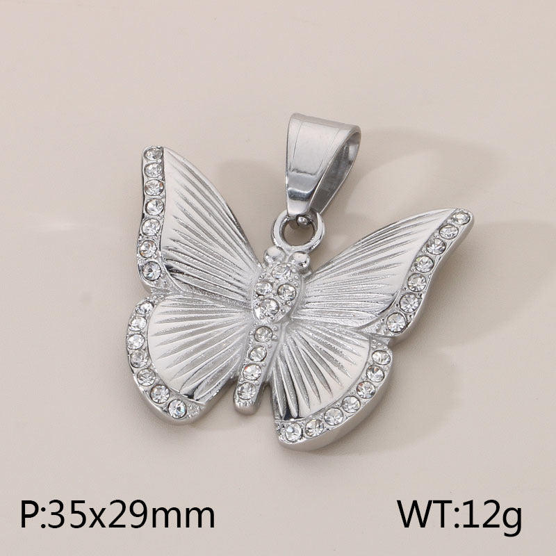 Butterfly Crystal Pendant Necklace – Gold / Silver