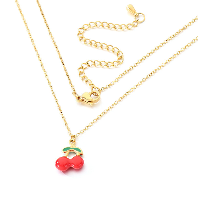 Minimal Cherry Pendant Necklace