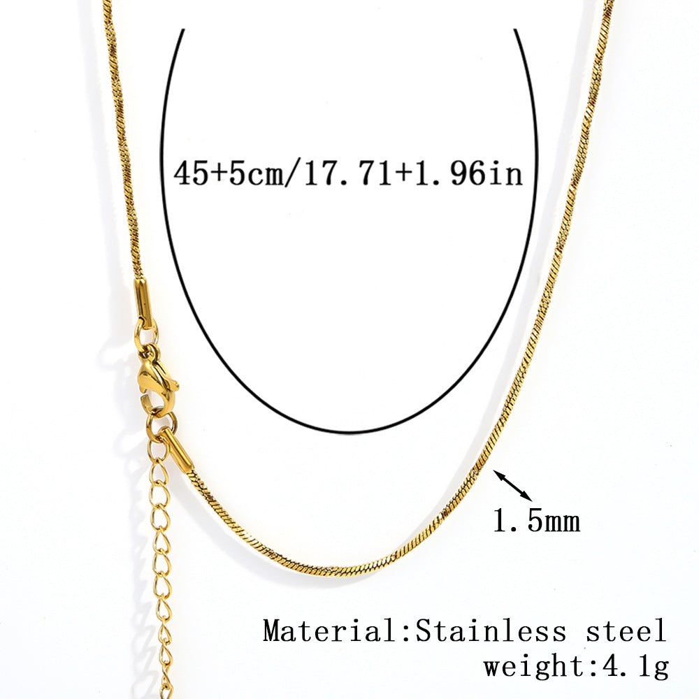 Cross-border women's stainless steel necklace, 18K real gold snake bone chain plain chain fashion collarbone chain versatile titanium steel necklace