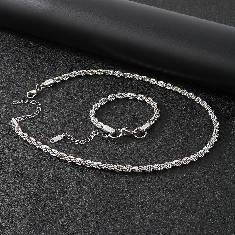 Electroplated 18K Gold Classic Twist Chain Stainless Steel 2/3/4/5mm Twist Rope Twist Chain Bracelet Spot Jewelry