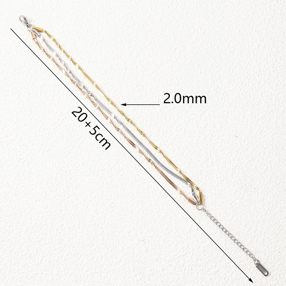 Stainless steel twist push tight bracelet women's European and American trend fashion furnace 18K vacuum plating titanium steel bracelet wholesale