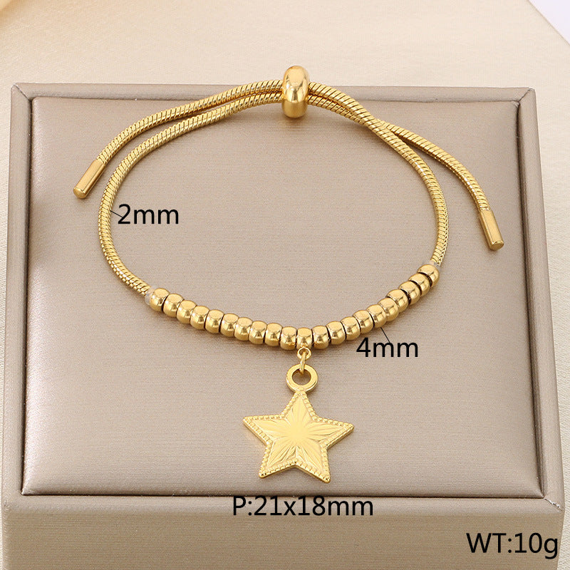 Gold & Silver Star & Moon Bead Bracelet