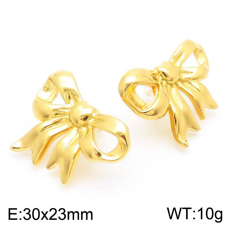 Minimalist Bow Pendant & Stud Earrings