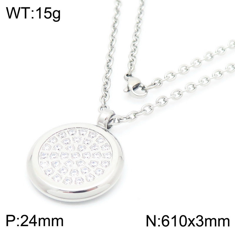 Creative light luxury gypsy star inlaid rhinestone heart pendant titanium steel necklace high sense love square round item decoration