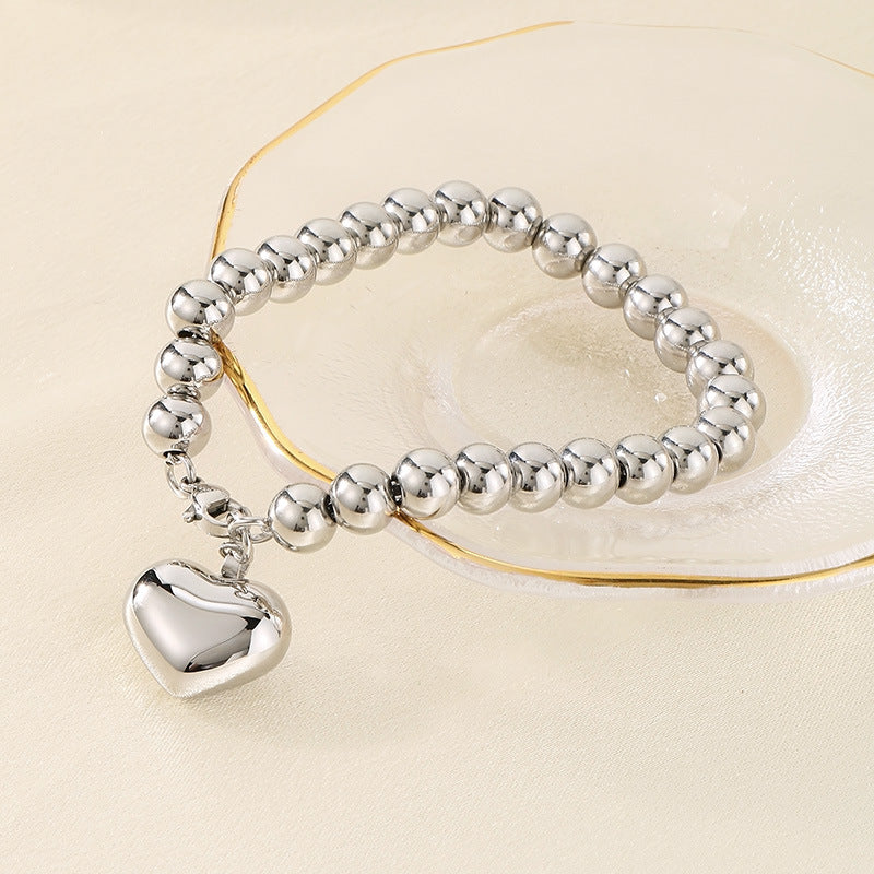 Beaded Heart Charm Bracelet