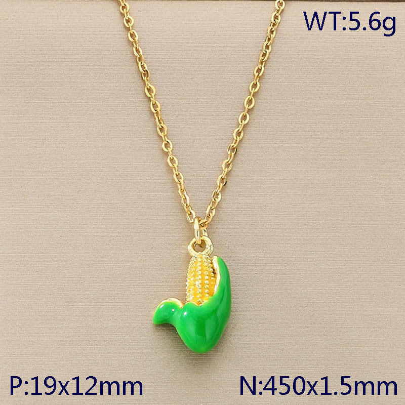 Stainless Steel Fruit Charm Necklace
